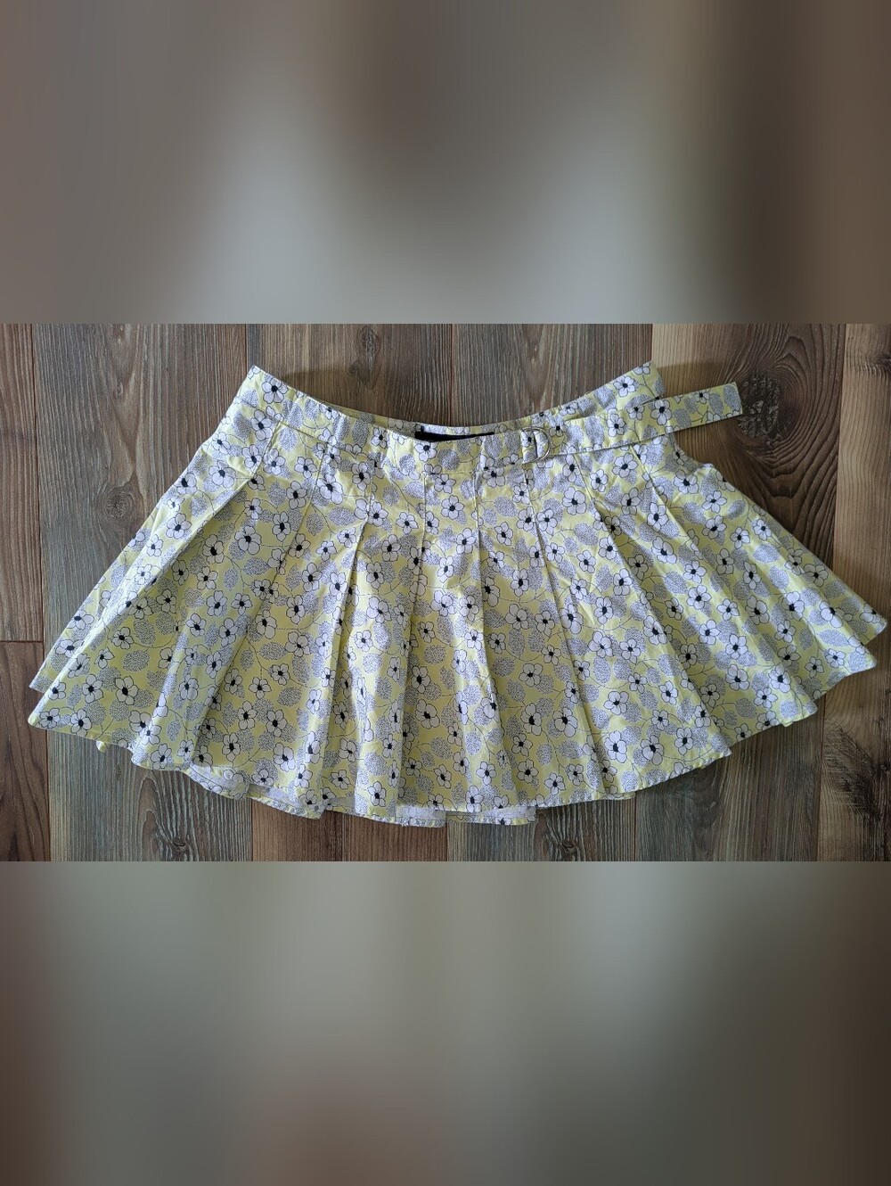 French Connection Yellow Floral Pleated Mini Skirt 8